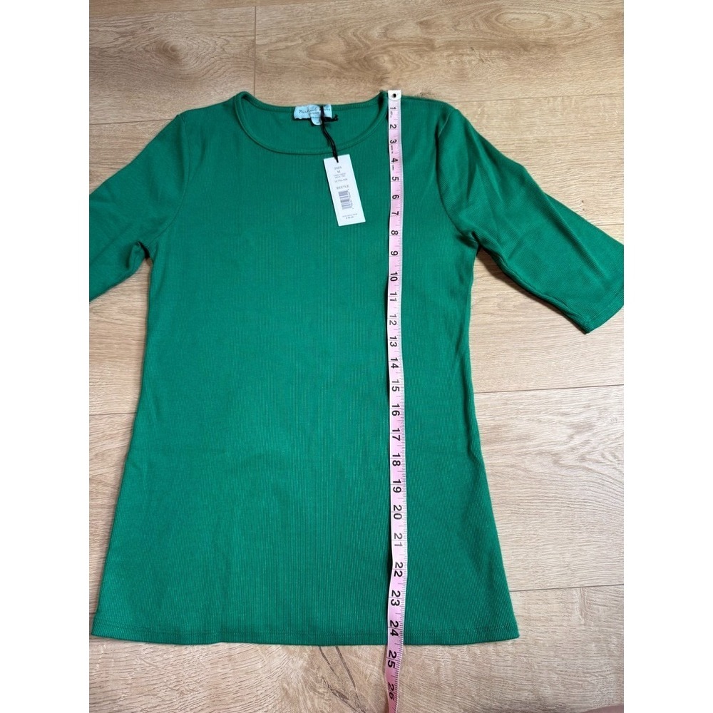 NWT Womens Michael Stars Tara Crew Neck Tee ultra rib beetle green tshirt size M - Picture 5 of 7